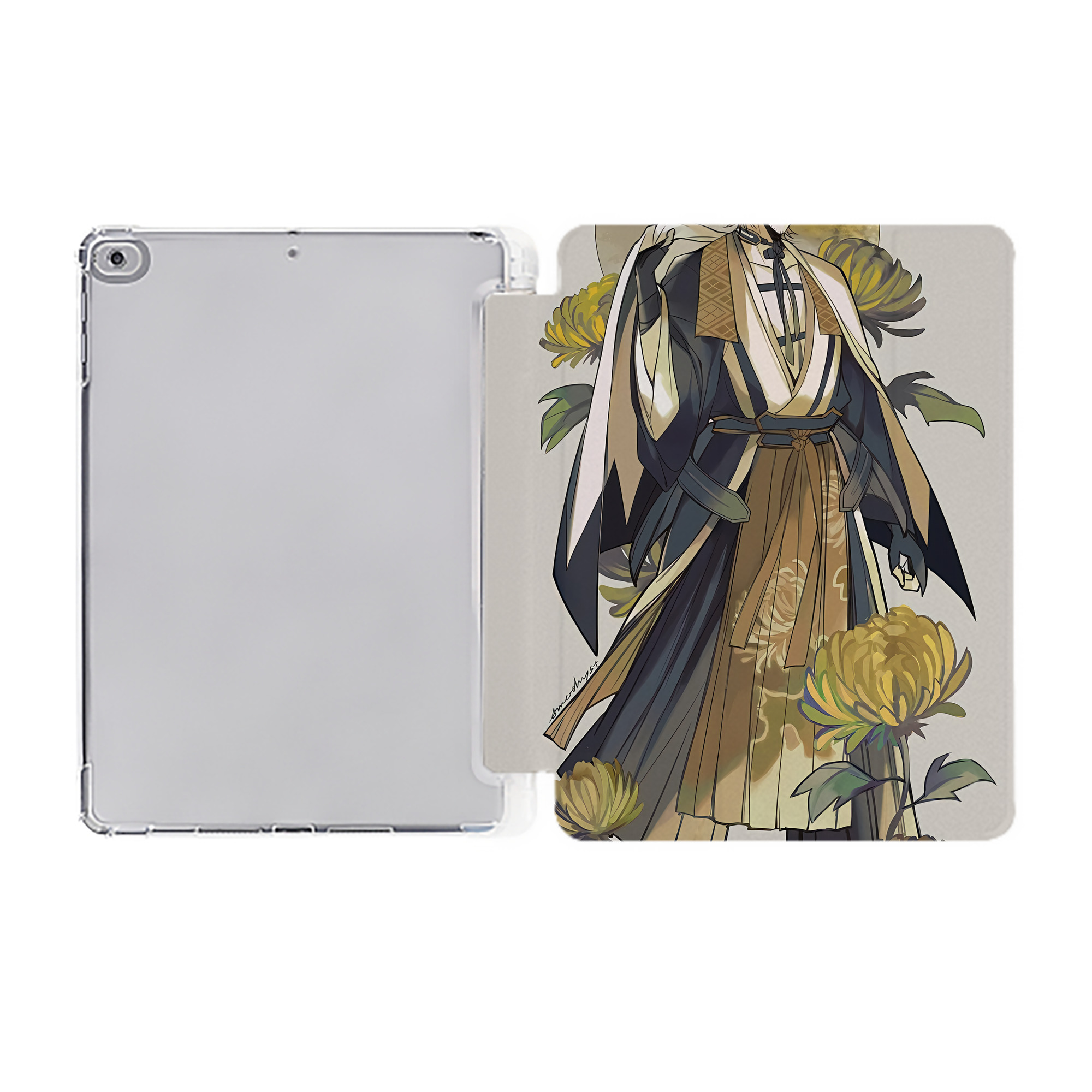 （画像用） 刀剣乱舞 Touken Ranbu IPad ケース ペン収納付き 三つ折りスタンド PUレザー×シリコン 対応機種9.5/10.5/10.9インチ